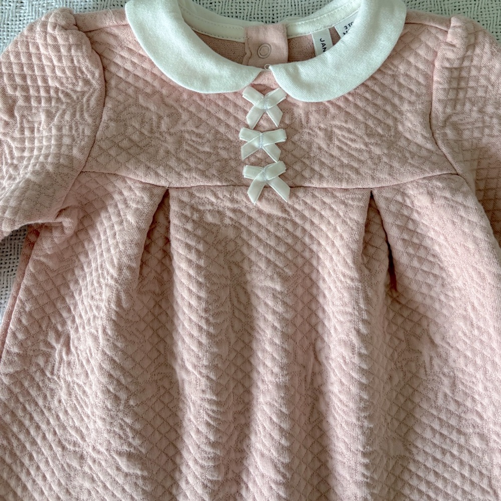 Janie and Jack Baby Girl Jacquard Quilted Romper - Picture 3 of 5